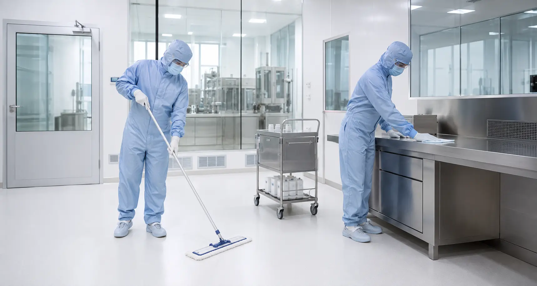 Professionel rengøring i pharma cleanroom